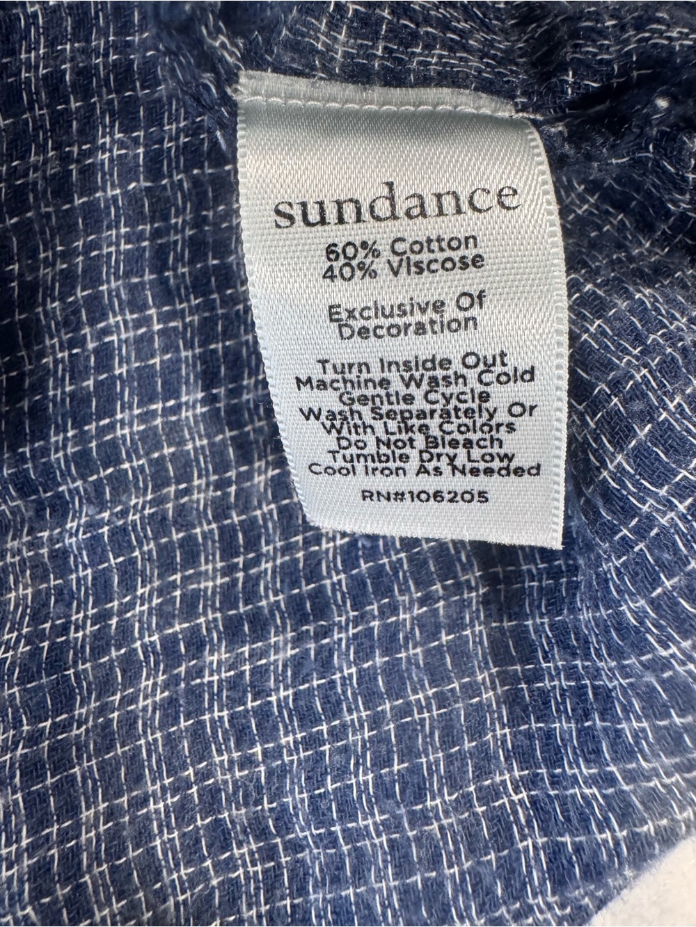 Sundance Embroidered Floral Plaid Button Down Tunic Top Blue Small Gauze Lagen - Picture 12 of 15